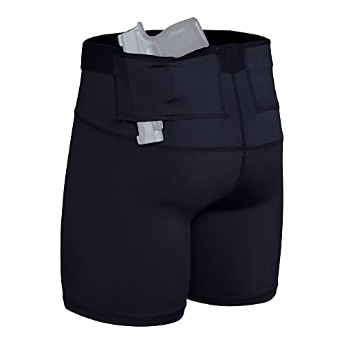 Graystone CCW Women's Two Pocket Holster Short with Outer Thigh Pocket Concealed Carry Compression Clothing Spandex