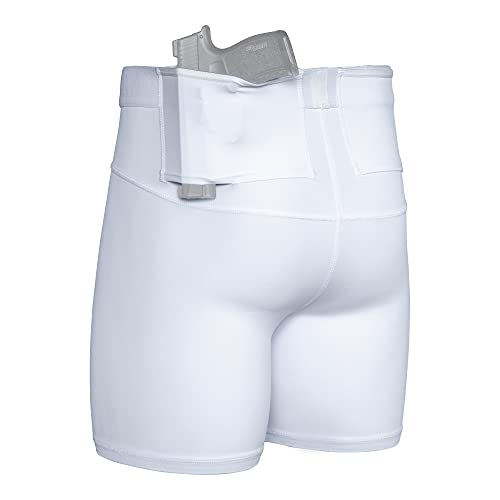 Graystone CCW Women's Two Pocket Holster Short  Concealed Carry Compression Clothing Spandex White