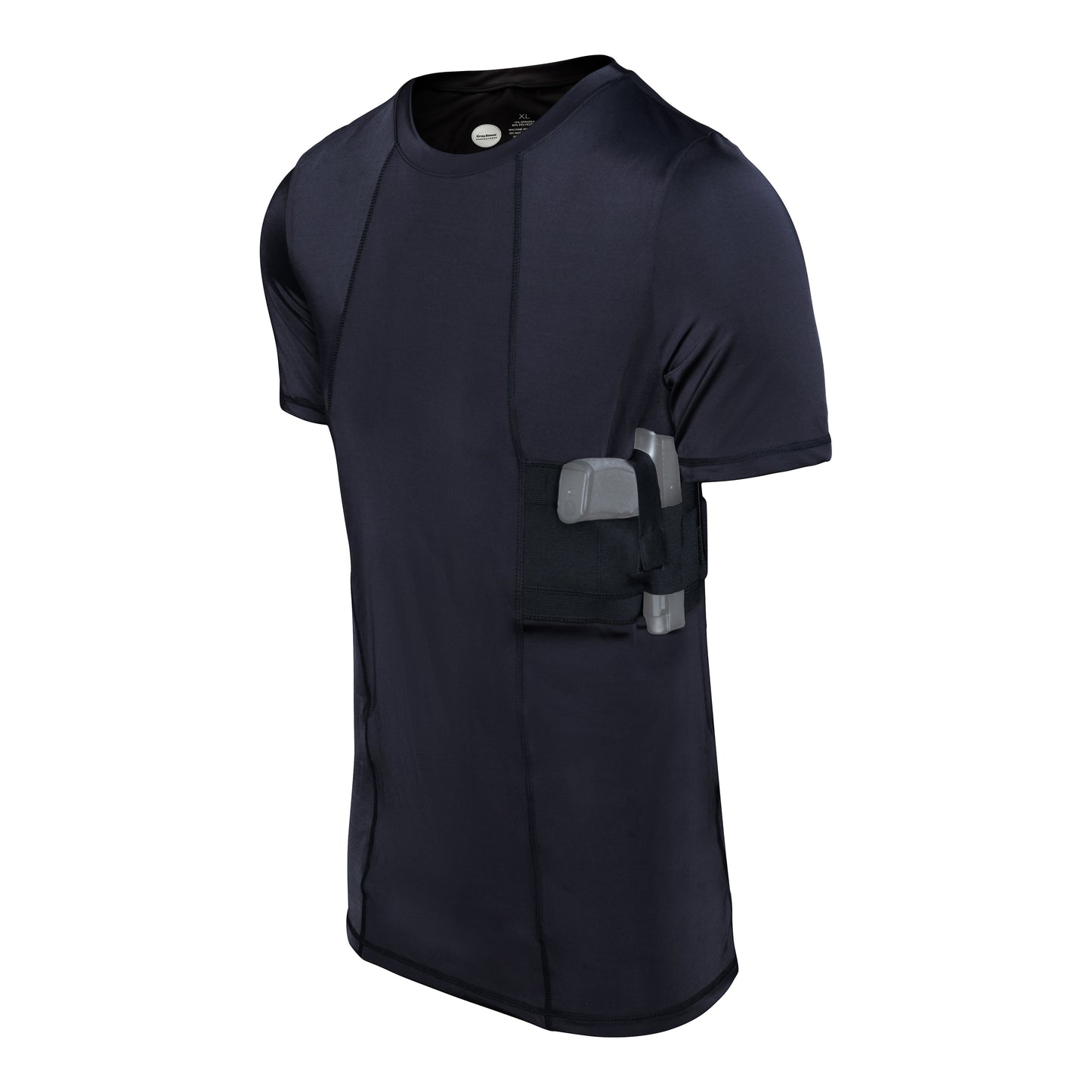 GrayStone Holster Shirt Concealed Men's Crew Neck - Easy Reach Gun Concealment Compression CCW