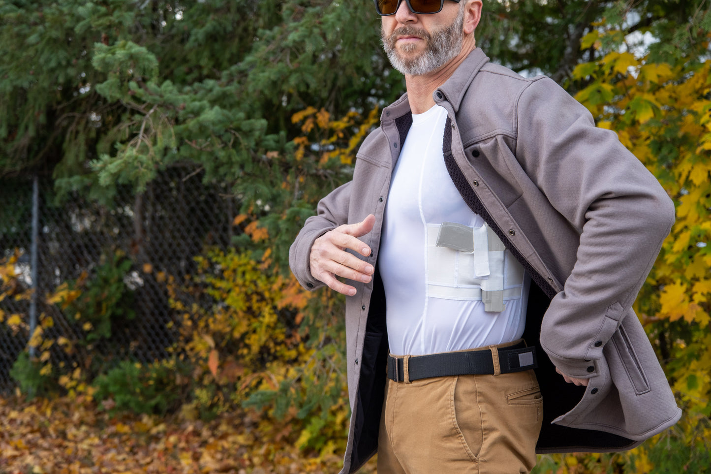 GrayStone Holster Shirt Concealed Men's Crew Neck - Easy Reach Gun Concealment Compression CCW