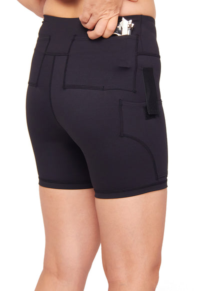 Graystone CCW Women's Two Pocket Holster Short with Outer Thigh Pocket Concealed Carry Compression Clothing Spandex