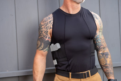 Graystone Gun Holster Tank Top Shirt Men - Easy Reach Gun Concealment Sleeveless Top Tank CCW Shirt