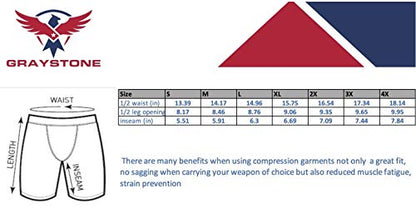 Graystone Concealed Carry Men's Compression Shorts - Spandex Shorts with Two Pistol Pockets