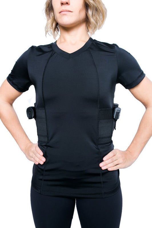 Graystone Holster Shirt Concealed Carry Clothing for Women V Neck - Easy Reach Gun Concealment Compression CCW Tactical Clothes…